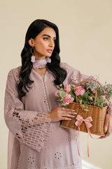 BrandsInn-3PC LAWN EMBROIDERED SHIRT WITH KHAADI NET DUPATTA & TROUSER-BI-377
