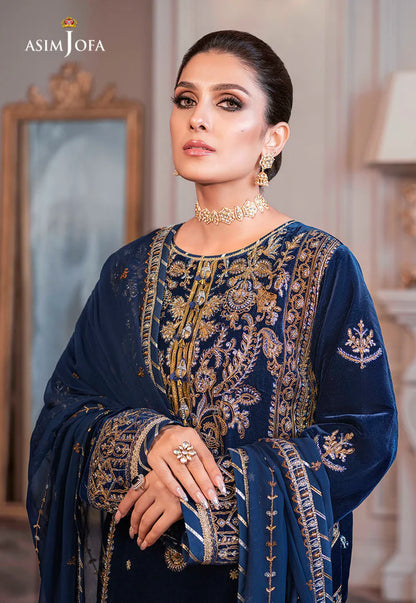 BrandsInn-3PC VELVET EMBROIDERED SHIRT WITH CHIFFON EMBROIDERED DUPATTA & TROUSER-BI-4311