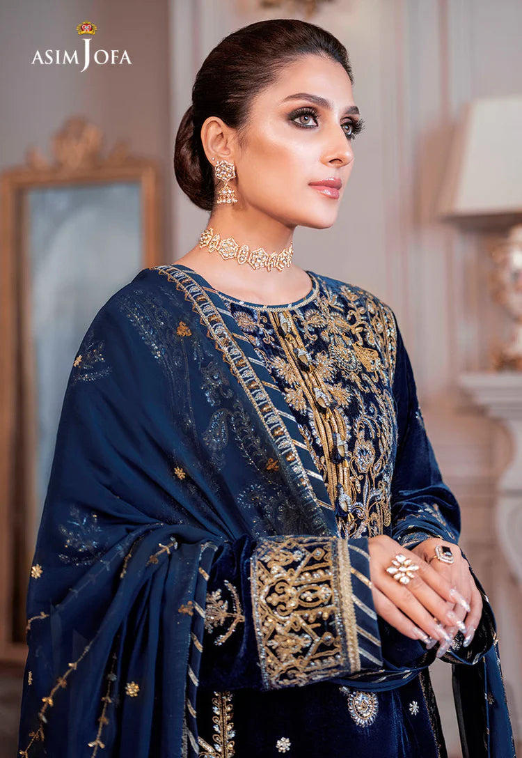 BrandsInn-3PC VELVET EMBROIDERED SHIRT WITH CHIFFON EMBROIDERED DUPATTA & TROUSER-BI-4311