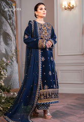 BrandsInn-3PC VELVET EMBROIDERED SHIRT WITH CHIFFON EMBROIDERED DUPATTA & TROUSER-BI-4311