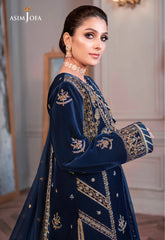 BrandsInn-3PC VELVET EMBROIDERED SHIRT WITH CHIFFON EMBROIDERED DUPATTA & TROUSER-BI-4311