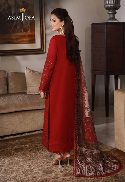 BrandsInn-3PC DHANAK SEQUIN EMBROIDRED SHIRT WITH COURTRAI PRINTED SHAWL AND TROUSER-BI-4228