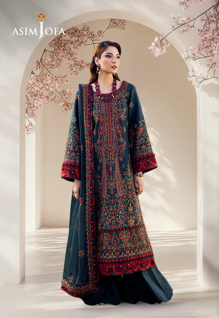 BrandsInn-3PC DHANAK EMBROIDERED SHIRT WITH DHANAK EMBROIDERED SHAWL AND TROUSER -BI-4191