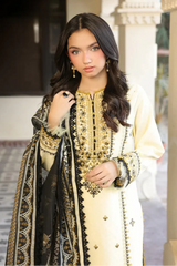 BrandsInn- 3PC LAWN EMBROIDERED SHIRT WITH MONARK PRINTED DUPATTA AND TROUSER-BIC-406