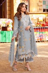 BrandsInn-3PC LAWN EMBROIDERED SHIRT WITH CHIFFON EMBROIDRED DUPATTA & EMB TROUSER-BI-4790