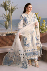 BrandsInn-3PC LAWN EMBROIDERED SHIRT WITH ORGANZA EMBROIDERED DUPATTA AND TROUSER-BI-4828