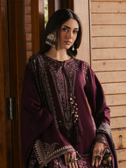 BrandsInn-3PC DHANAK EMBROIDERED SHIRT WITH COUTRAI PRINTED SHAWL AND TROUSER-BI-5324