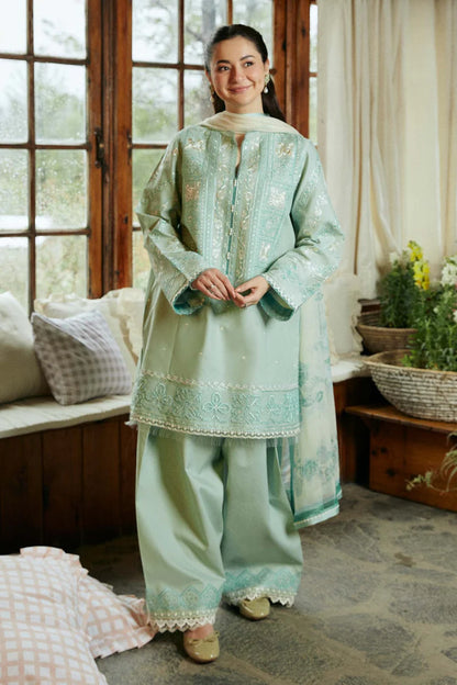 BrandsInn-3PC LAWN EMBROIDERED SHIRT WITH MONARK PRINT DUPATTA AND EMB TROUSER-BI-183