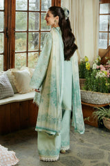 ZARA SHAHJAHAN-3PC DHANAK EMBROIDERED SHIRT WITH CORTRAI WOOL PRINTED SHAWL AND EMB TROUSER-BI-4109