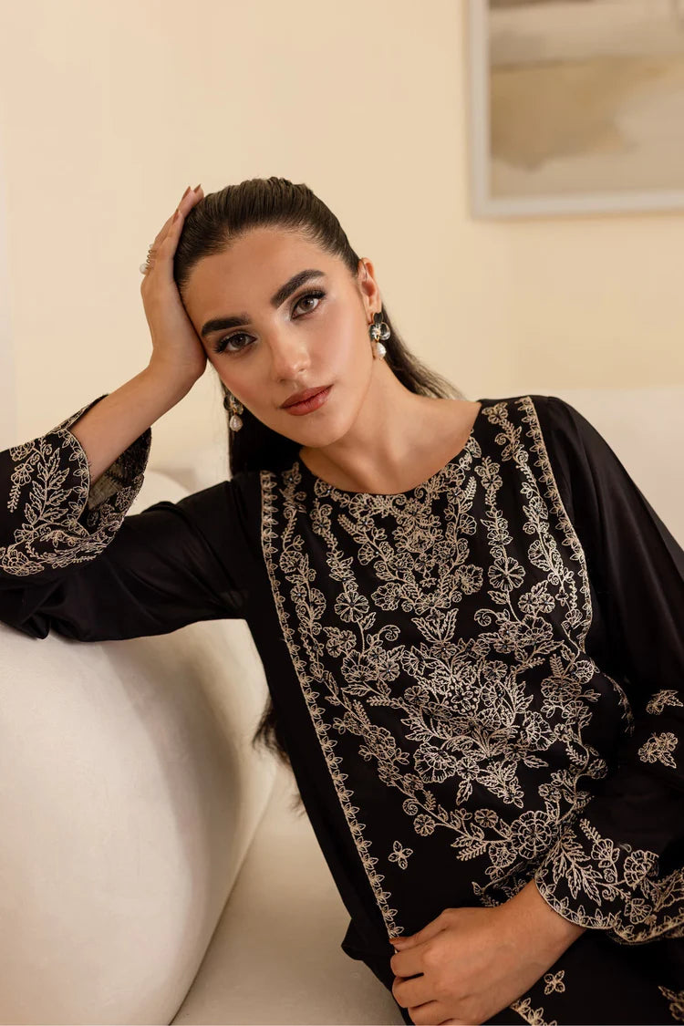 BrandsInn-3PC DHANAK EMBROIDERED SHIRT WITH CHIFFON EMBROIDERED DUPATTA & EMB TROUSER-BI-4193