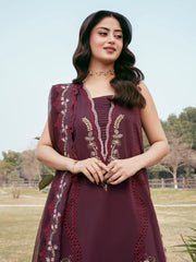 BrandsInn-3PC LAWN EMBROIDERED SHIRT WITH KHAADI NET EMBROIDERED DUPATTA AND TROUSER-BI-4820