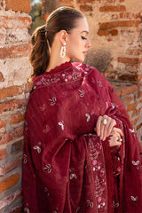 BrandsInn-3PC DHANAK EMBROIDERED SHIRT WITH DHANAK EMBROIDERED SHAWL & TROUSER-BI-4306
