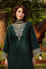 BrandsInn-3PC DHANAK EMBROIDERED SHIRT WITH CHIFFON EMBROIDERED DUPATTA AND EMB TROUSER -BI-5181