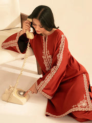 BrandsInn-2PC DHANAK EMBROIDRED SHIRT WITH DHANAK EMBROIDRED SLEEVES-BI-121