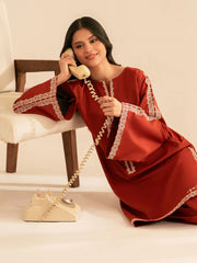 BrandsInn-2PC DHANAK EMBROIDRED SHIRT WITH DHANAK EMBROIDRED SLEEVES-BI-121
