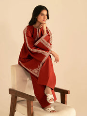 BrandsInn-2PC DHANAK EMBROIDRED SHIRT WITH DHANAK EMBROIDRED SLEEVES-BI-121