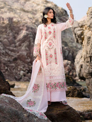 BrandsInn-3PC LAWN LASER WORK EMBROIDERED SHIRT WITH KHAADI NET EMBROIDERED DUPATTA AND TROUSER-BI-4762