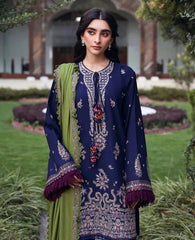 BrandsInn-3PC KARANDI EMBROIDERED SHIRT WITH KARANDI EMB SHAWL & TROUSER-BI-5246
