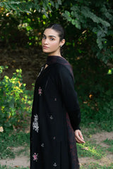 BrandsInn- 3PC DHANAK EMBROIDERED SHIRT WITH TWILL PRINTED SHAWL & TROUSER-BI-4119