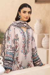 BRANDSINN-3PC KARANDI PRINTED EMBROIDERED SHIRT WITH KARANDI PRINTED EMB SHAWL & PRINTED TROUSER-BI-
