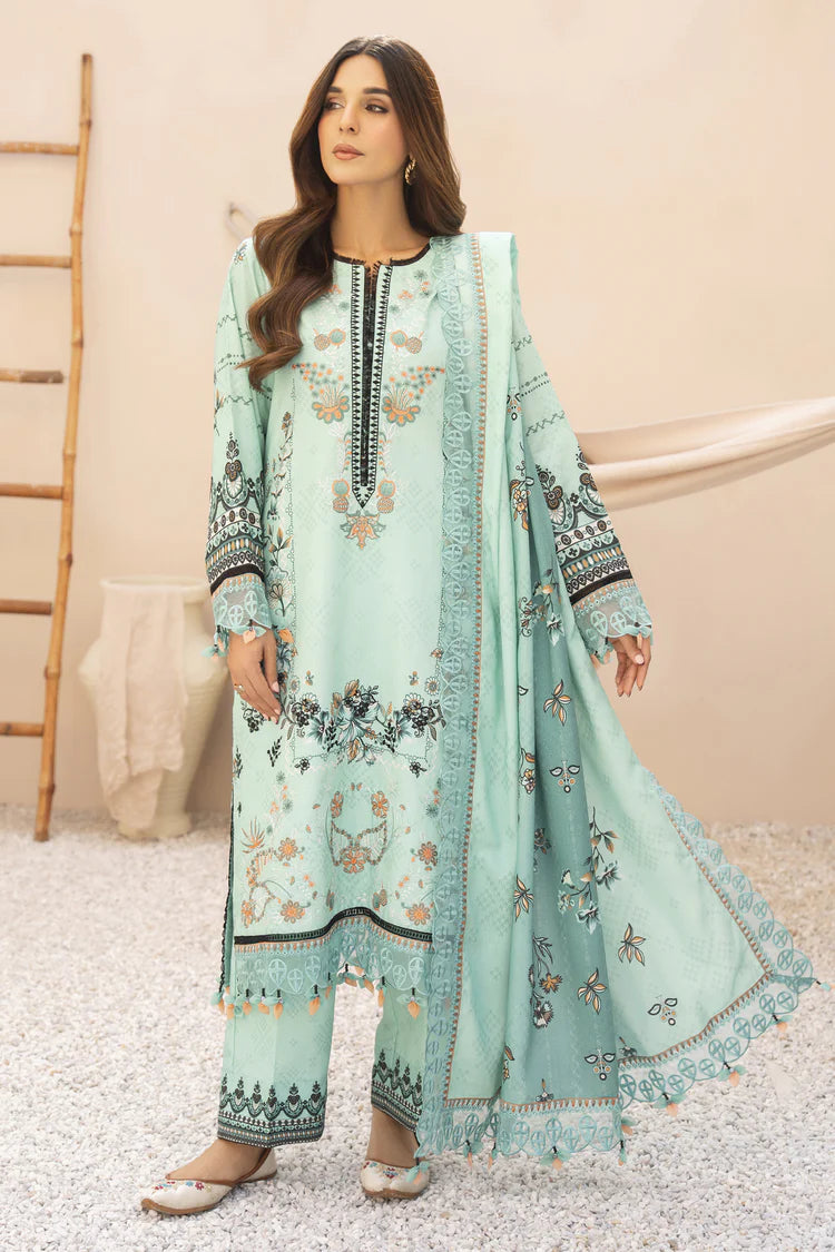 BRANDSINN-3PC KARANDI PRINTED EMBROIDERED SHIRT WITH KARANDI PRINTED EMB SHAWL & PRINTED TROUSER-BI-