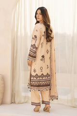 BRANDSINN-3PC KARANDI PRINTED EMBROIDERED SHIRT WITH KARANDI PRINTED EMB SHAWL & PRINTED TROUSER-BI-