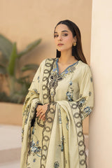 BRANDSINN-3PC KARANDI PRINTED EMBROIDERED SHIRT WITH KARANDI PRINTED EMB SHAWL & PRINTED TROUSER-BI-