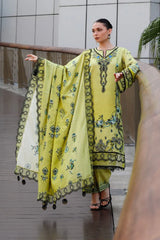 BRANDSINN-3PC KARANDI PRINTED EMBROIDERED SHIRT WITH KARANDI PRINTED EMB SHAWL & PRINTED TROUSER-BI-0123