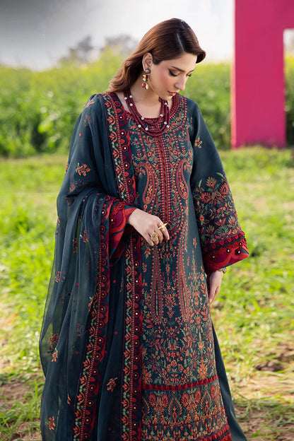 BrandsInn-3PC DHANAK EMBROIDERED SHIRT WITH DHANAK EMBROIDERED SHAWL AND TROUSER -BI-4191