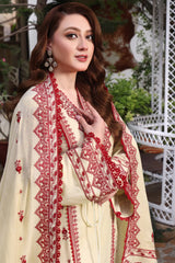 BrandsInn-3PC DHANAK EMBROIDERED SHIRT WITH DHANAK EMBROIDERED SHAWL & TROUSER-BI-4304