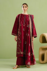 BrandsInn-3PC LAWN EMBROIDERED SHIRT WITH CHIFFON PRINTED DUPATTA AND TROUSER-BI-4627