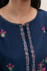 BrandsInn-3PC DHANAK EMBROIDERED SHIRT WITH COURTRAI WOOL PRINTED SHAWL AND TROUSER -BI-4310