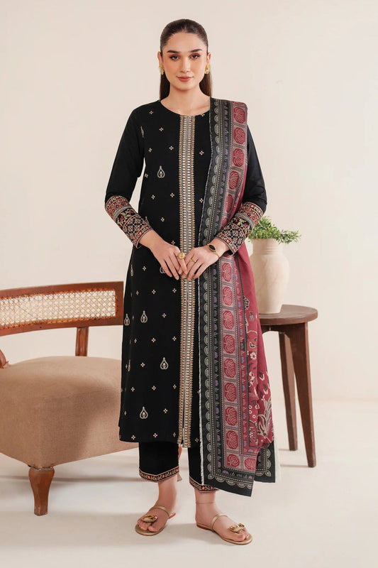 BrandsInn-3PC LAWN EMBROIDERED SHIRT WITH MONARK PRINT DUPATTA AND EMB TROUSER-BI-130