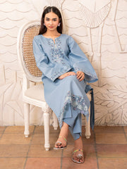 BrandsInn-2PC DHANAK EMBROIDERED SHIRT WITH DHANAK TROUSER-BI-4130