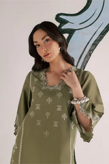 BrandsInn-2PIECE DHANAK EMBROIDERED SHIRT WITH DHANAK EMB TROUSER-BI-15007