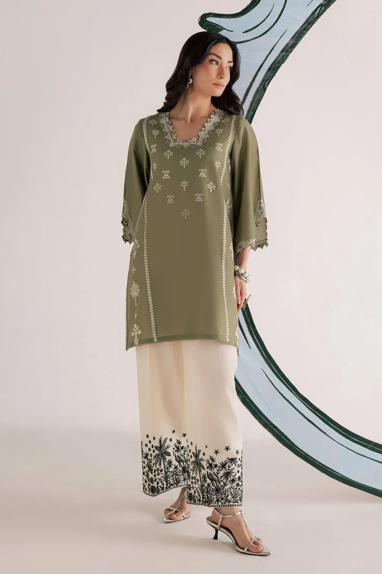 BrandsInn-2PIECE DHANAK EMBROIDERED SHIRT WITH DHANAK EMB TROUSER-BI-15007