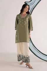 BrandsInn-2PIECE DHANAK EMBROIDERED SHIRT WITH DHANAK EMB TROUSER-BI-15007