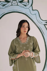 BrandsInn-2PIECE DHANAK EMBROIDERED SHIRT WITH DHANAK EMB TROUSER-BI-15007