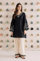 BrandsInn-2PIECE DHANAK EMBROIDERED SHIRT WITH DHANAK EMB SLEEVES-BI-15010
