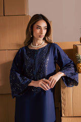 BrandsInn-2PIECE LAWN SEQUIN & CHIKAN EMB NECKLINE WITH SEQUIN EMB TROUSER-BI-245