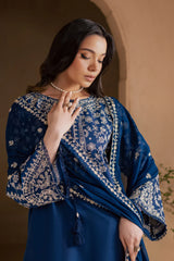BrandsInn-3PC LAWN EMBROIDERED SHIRT WITH CHIFFOON EMBROIDERED DUPATTA AND EMB TROUSER-ADR-4621