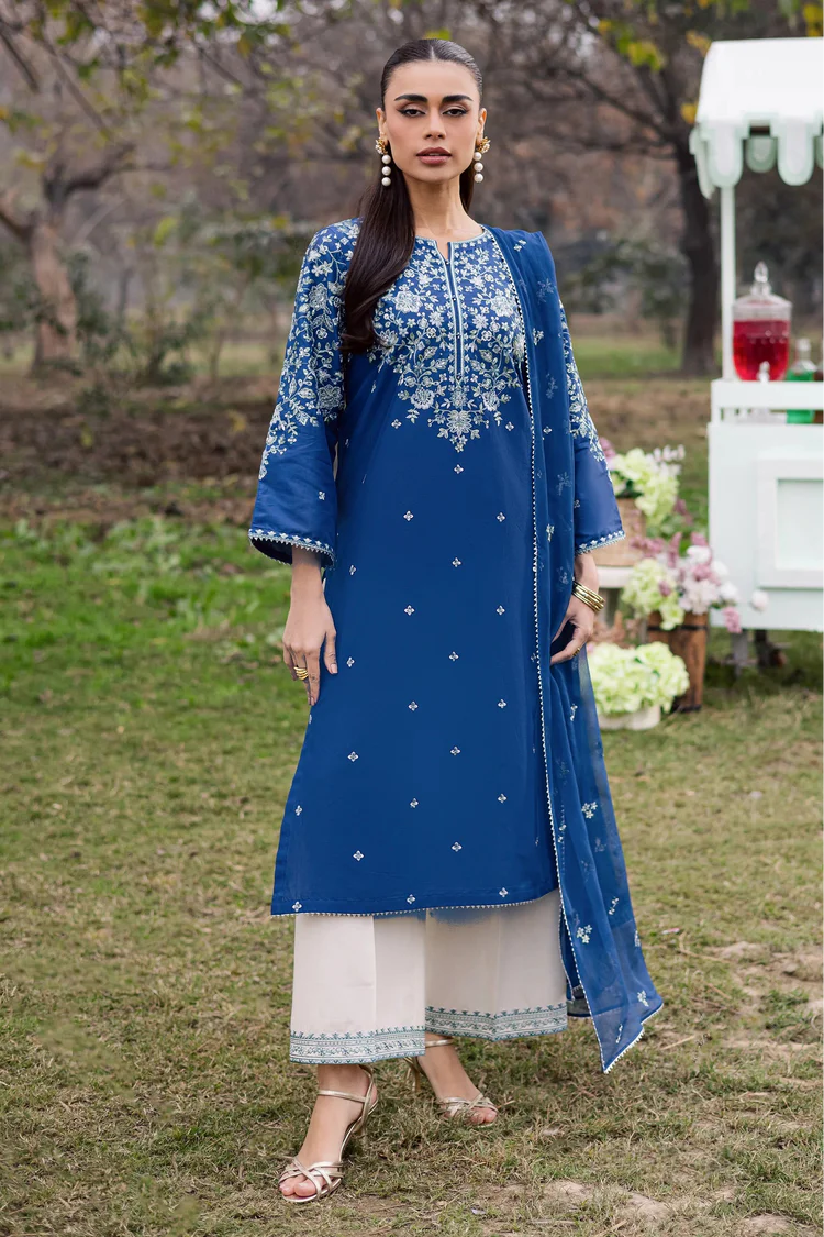 BrandsInn- 3PC LAWN EMBROIDERED SHIRT WITH CHIFFON EMBROIDERED DUPATTA AND EMB TROUSER-BI-4812