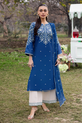 BrandsInn- 3PC LAWN EMBROIDERED SHIRT WITH CHIFFON EMBROIDERED DUPATTA AND EMB TROUSER-BI-4812