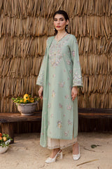 BrandsInn-3PC DHANAK EMBROIDERED SHIRT WITH DHANAK SHAWL AND EMB TROUSER-BI-4347