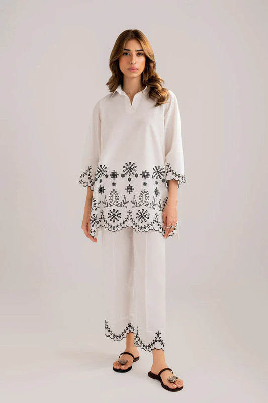 BrandsInn-2PC DHANAK EMBROIDERED SHIRT WITH DHANAK EMBROIDERED TROUSER-BI-4101