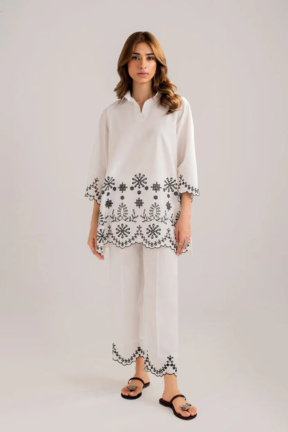 BrandsInn-2PC DHANAK EMBROIDERED SHIRT WITH DHANAK EMBROIDERED TROUSER-BI-3303