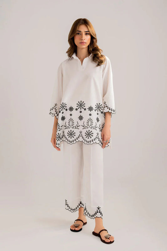 BrandsInn-2PC DHANAK EMBROIDERED SHIRT WITH DHANAK EMBROIDERED TROUSER-BI-3303