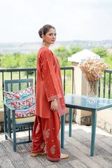BrandsInn-2PIECE LAWN EMBROIDERED SHIRT WITH LAWN EMBROIDERED TROUSER-BI-244