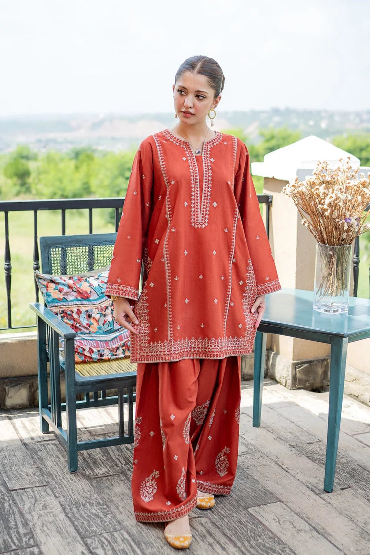 BrandsInn_2PIECE DHANAK EMBROIDERED SHIRT WITH DHANAK EMB TROUSER-BI-15020