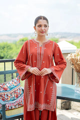 BrandsInn_2PIECE DHANAK EMBROIDERED SHIRT WITH DHANAK EMB TROUSER-BI-15020